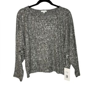 CALME by Johnny Was Oversized Soft Dolman Sleeve Cozy Loungewear Top Black/Grey